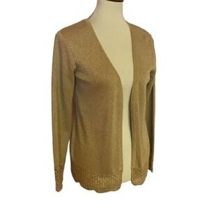 Authentic Original Vintage Style Metallic Gold Open Cardigan